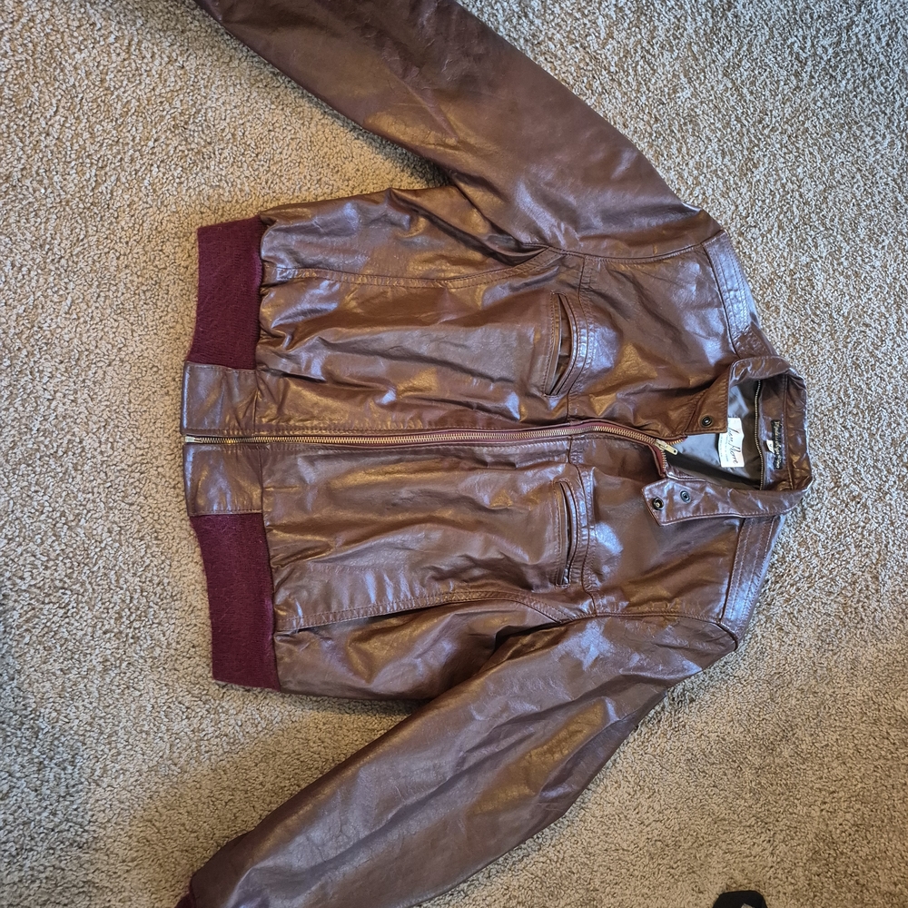 Jean Pierre Brown Leather Bomber Jacket